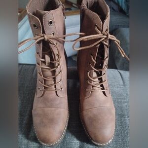 Brown Lace-Up Ankle Boots